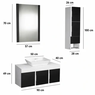 ابعاد کابینت روشویی ۹۰ سانتی توییس TWS 1017