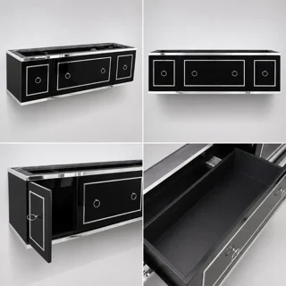 جزئیات کابینت روشویی لوکس PVC مشکی مدل هرمز
