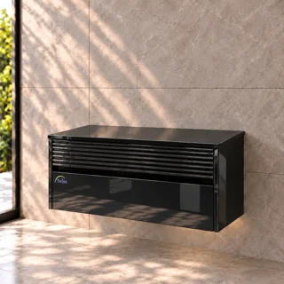کابینت روشویی مشکی پیانویی توییس مدل TWS-1039 بدون کاسه با نمای شیاردار