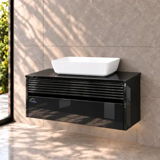 کابینت روشویی مشکی پیانویی توییس مدل TWS-1039 همراه کاسه چینی گاتریا