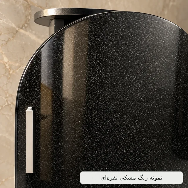 نمای نزدیک رنگ مشکی نقره‌ای کابینت روشویی بیضی توییس مدل TWS-1040