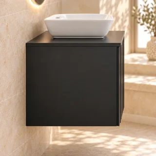 نمای جانبی کابینت روشویی دیواری PVC توییس مدل TWS-1041 به رنگ مشکی مات
