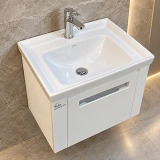 نمای نزدیک کاسه یکپارچه و محل نصب شیر روشویی کابینتی توییس TWS-1043
