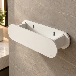 نمای داخلی جای شامپو دیواری سفید توییس مدل TWS-2002 با لبه جلویی کپسولی