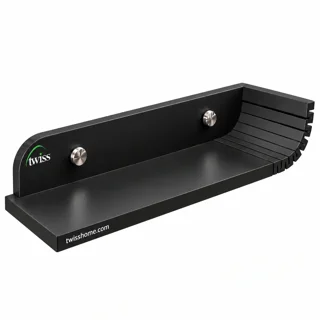 شلف دیواری چند منظوره مشکی مات توییس مدل TWS-2005 با طراحی خمیده