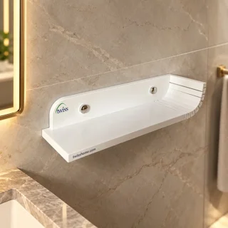 نمای زاویه چپ طبقه دیواری سفید توییس مدل TWS-2005 با بدنه PVC