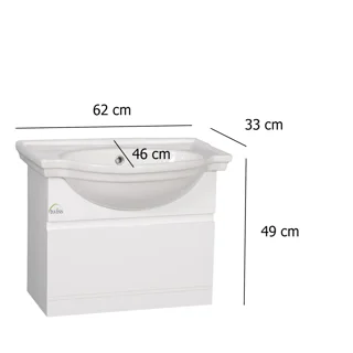 اندازه‌های روشویی دیواری PVC توییس مدل TWS 1020